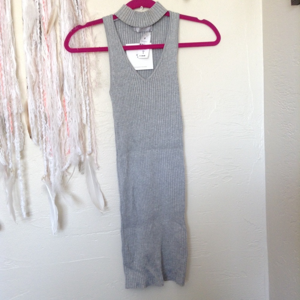 NWT LF Gray Sweater Dress with Choker